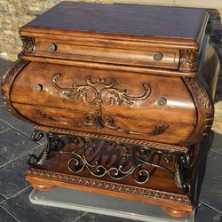 wood Bombe Carved Chest. And Sccent Sofa Table