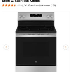 New In The Box GE 30 in. 4 Burner Element Free-Standing Electric Range in Stainless Steel w/Stainless Knobs