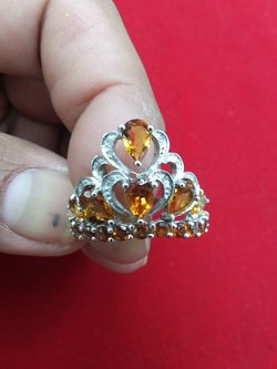 Crown ring Orgirnal Citrin 10k white gold 4.3 grams
