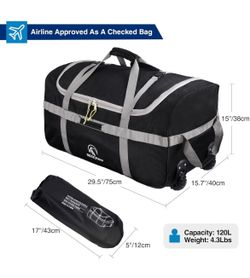 REDCAMP 120L Foldable Duffle Bag with Wheels
