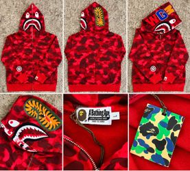 BAPE A Bathing Ape Red Camo Shark Full-Zip Hoodie
