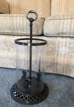 Glass/bronzed metal 3 candle holder