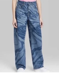 Acid Wash High Waisted Baggy Jeans