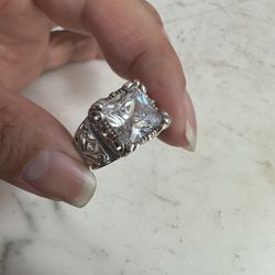 925 Sterling Silver Lg. Princess Cut Cz Ring , Designer SILPADA , Size 7 ,Hallmarked 925 , Gorgeous , Bold Ring