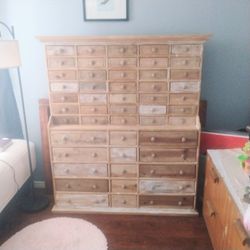 Apothecary Cabinet 50 Drawer Natural Solid Wood 11" D X 60" T X 53" W