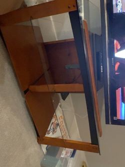 Wood and glass TV stand
