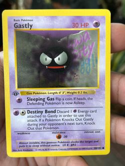 Gastly 50/102 Base Set Shadowless 1st Edition Common LP 1999 Pokemon TCG