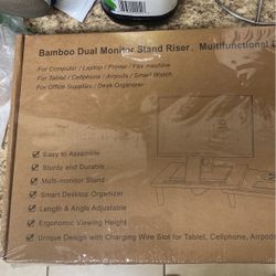 Bamboo Dual Monitor Risers 
