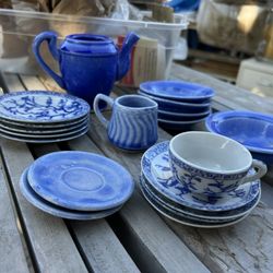 Blue Ceramic Children’s Tea Set