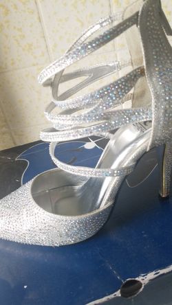 Silver Glitter prom heels