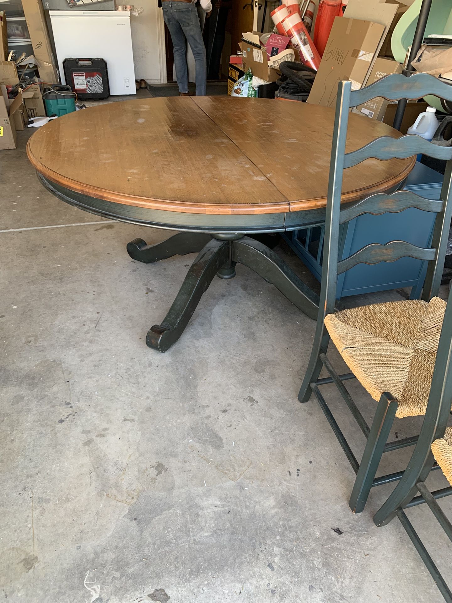 Large Round Maple Wood Dining Set