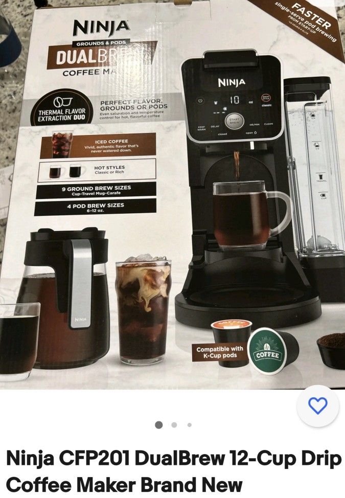 Ninja CFP201 DualBrew 12-Cup Drip Coffee Maker Brand New