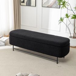 56" Boucle Storage Bench for Bedroom