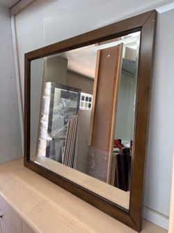 Wood Dining Room / Entryway Wall Mirror — Beveled — 43” x 38.5”