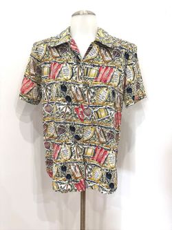 Jordan Novelty Print Short Sleeve Button-Up Shirt Small Women's Button Up Blouse