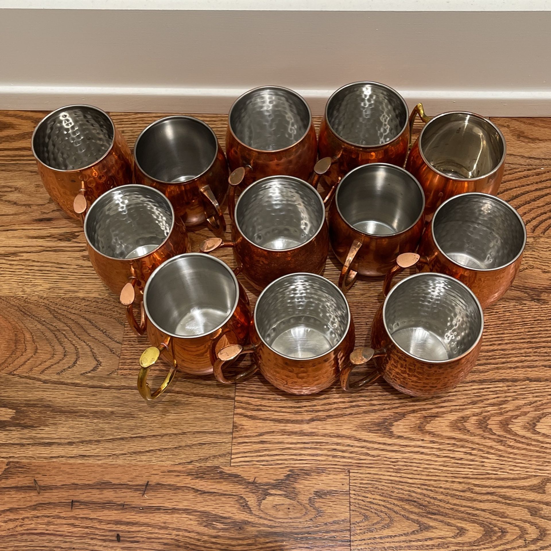 Moscow Mule Mugs, Assorted Set Of 12! Some Are More Tarnished Then Others Making This Set Look Authentic And Beautiful! 