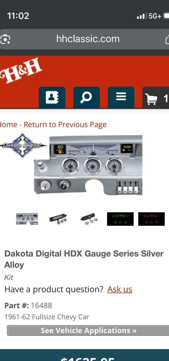 61/62 Chevy Impala Digital Dash HDX