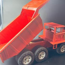 VINTAGE BUDDY L MACK DUMP TRUCK, RED