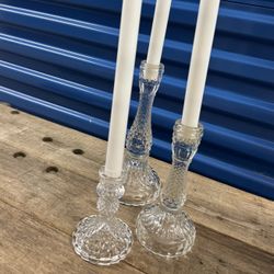 Total 10 Sets of 3 Crystal Candle Stick Holders