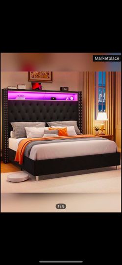 Queen Bed Frame With LED Lights