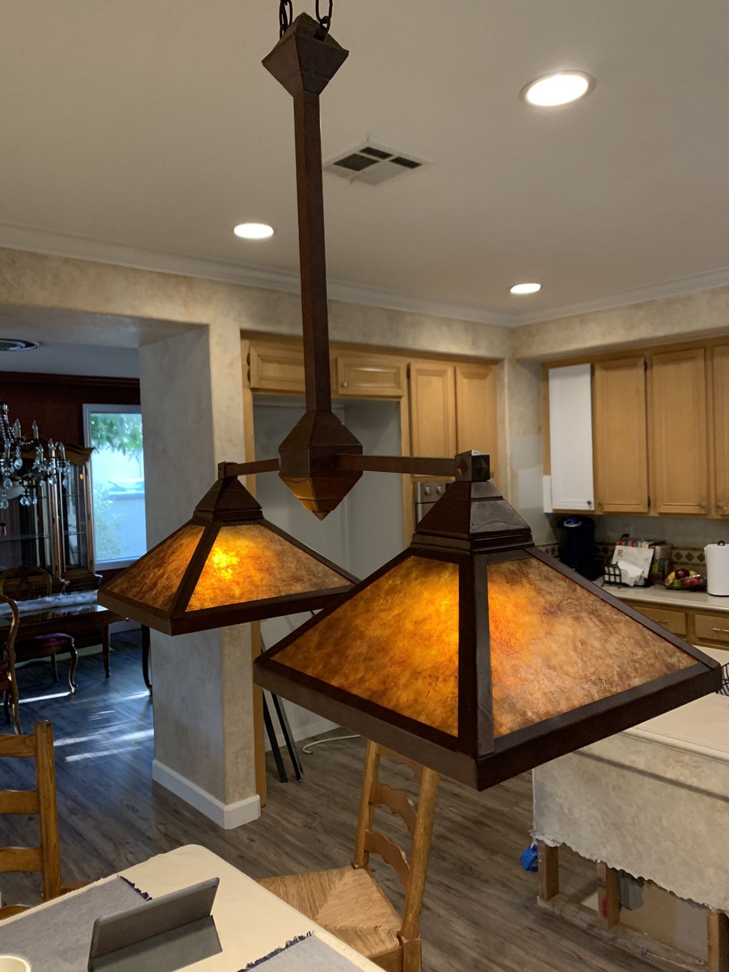 Copper color Kitchen Light with Mica lamp shades