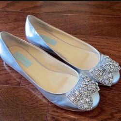 Betsey Johnson Beautiful Silver Flat Shoes