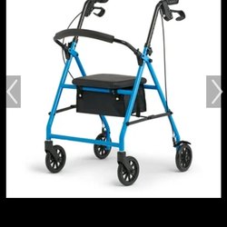 Medline Mobility Dependable Steel Rollator Walker, Light Blue,