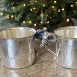 Antique silver-plated creamer and sugar bowl set