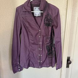 Guess Men’s Xl Purple Shirt Long Sleeve 