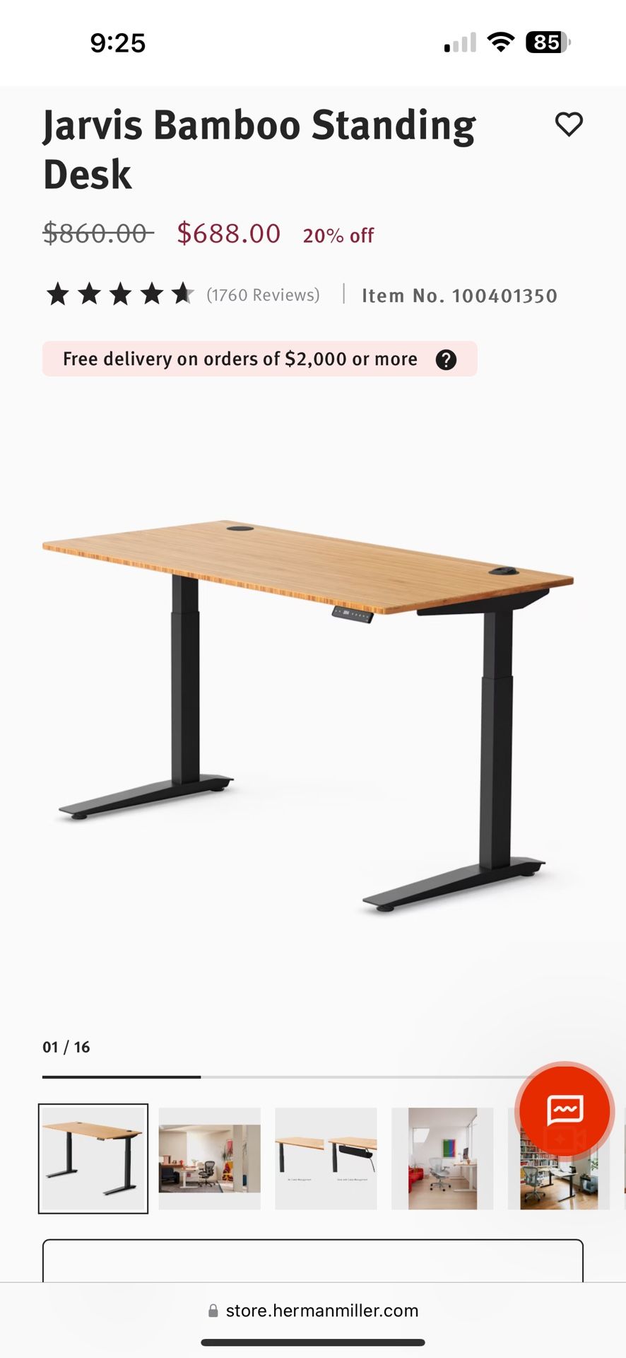Fully Remi Bamboo Standing Desk