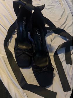 Black Satin Ballerina Heels