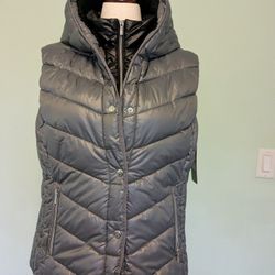 "MARC NEW YORK" Hooded Puffer Vest, Metal Grey, size XL, New 