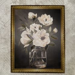 Gold ornate picture frame with Floral painting