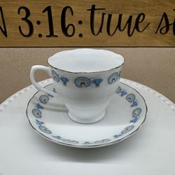 Porcelain Blue Shell Design Teacup and Saucer $15 