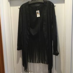 SW3 Bespoke faux leather/suede  fringe vest NWT