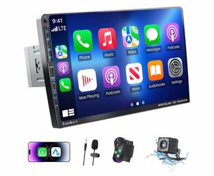 9” Single DIN Car Stereo – Wireless CarPlay/Android Auto + 1080P Camera