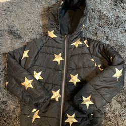 Like New Girls Black And Gold Star Jacket 