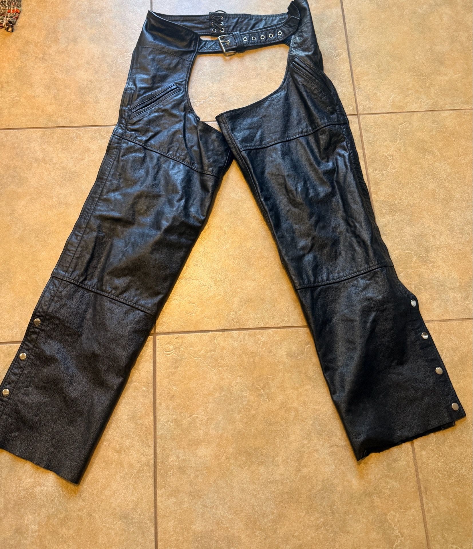 FMC Leather Motorcycle Chaps – 2XL – Like New