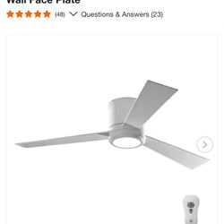Generation Lighting Clarity 52 in. LED Indoor Matte White Flush Mount Ceiling Fan with White Blades and Remote Control with Wall Face Plate