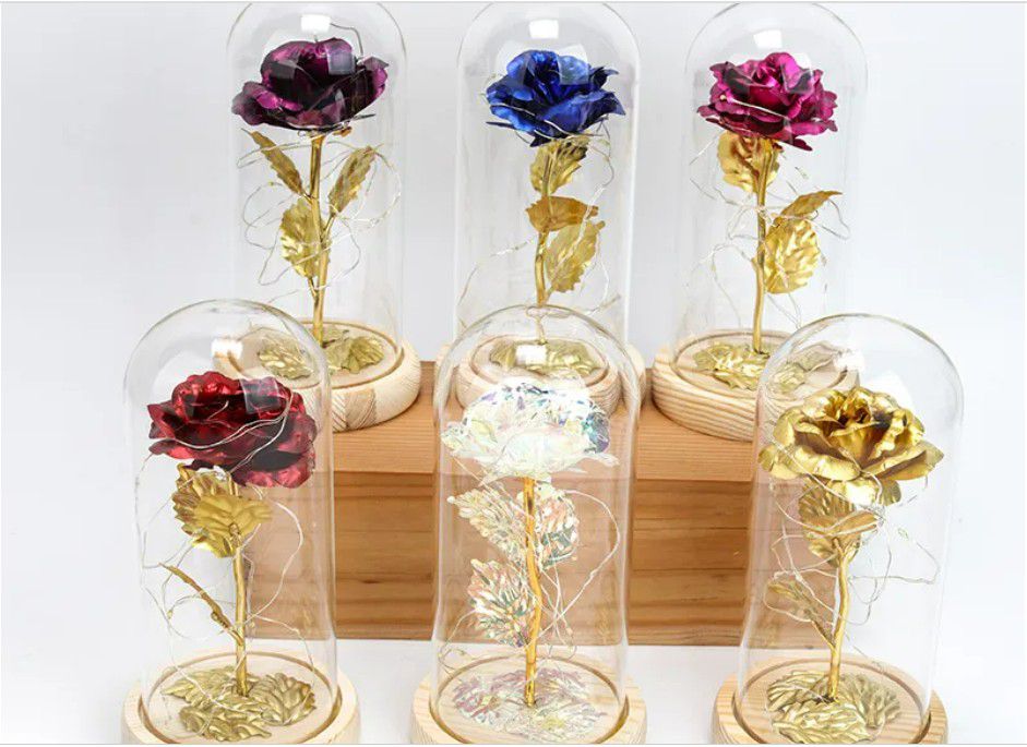 Gift Rose In Glass 24k for Valentine & Home Decore 