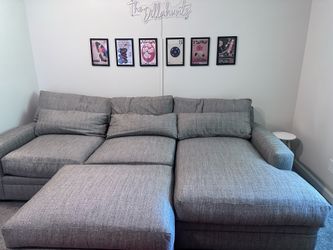 Grey sofa with ottoman