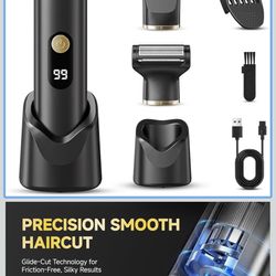 Beard Trimmer for Men, IPX7 Waterproof Body Hair Trimmer Electric Razor Shaver Body Grooming Kit Wet/Dry Use for Groin, Nose, Ear Hairs, Beard, Legs, 