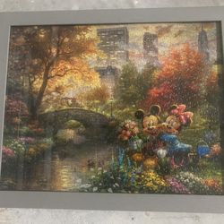 Mikey And Minnie Mouse  Thomas Kinkade Framed Puzzle