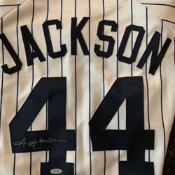 Reggie Jackson Majestic Autographed  Home Jersey #44 