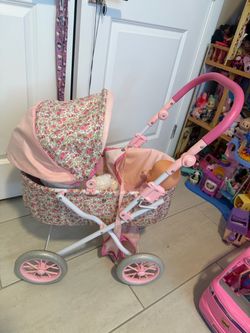 Floral Toy Doll Pram Stroller