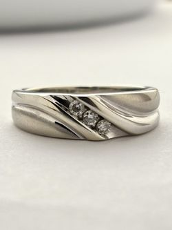 14K White Gold Diamond Band Ring Size 8