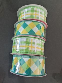Green And Yellow Wired Ribbon 