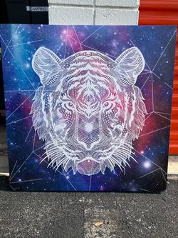 Large Galaxy Tiger Canvas Wall Art – Modern Decor