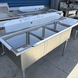 Stainless Steel Three Compartment Sink