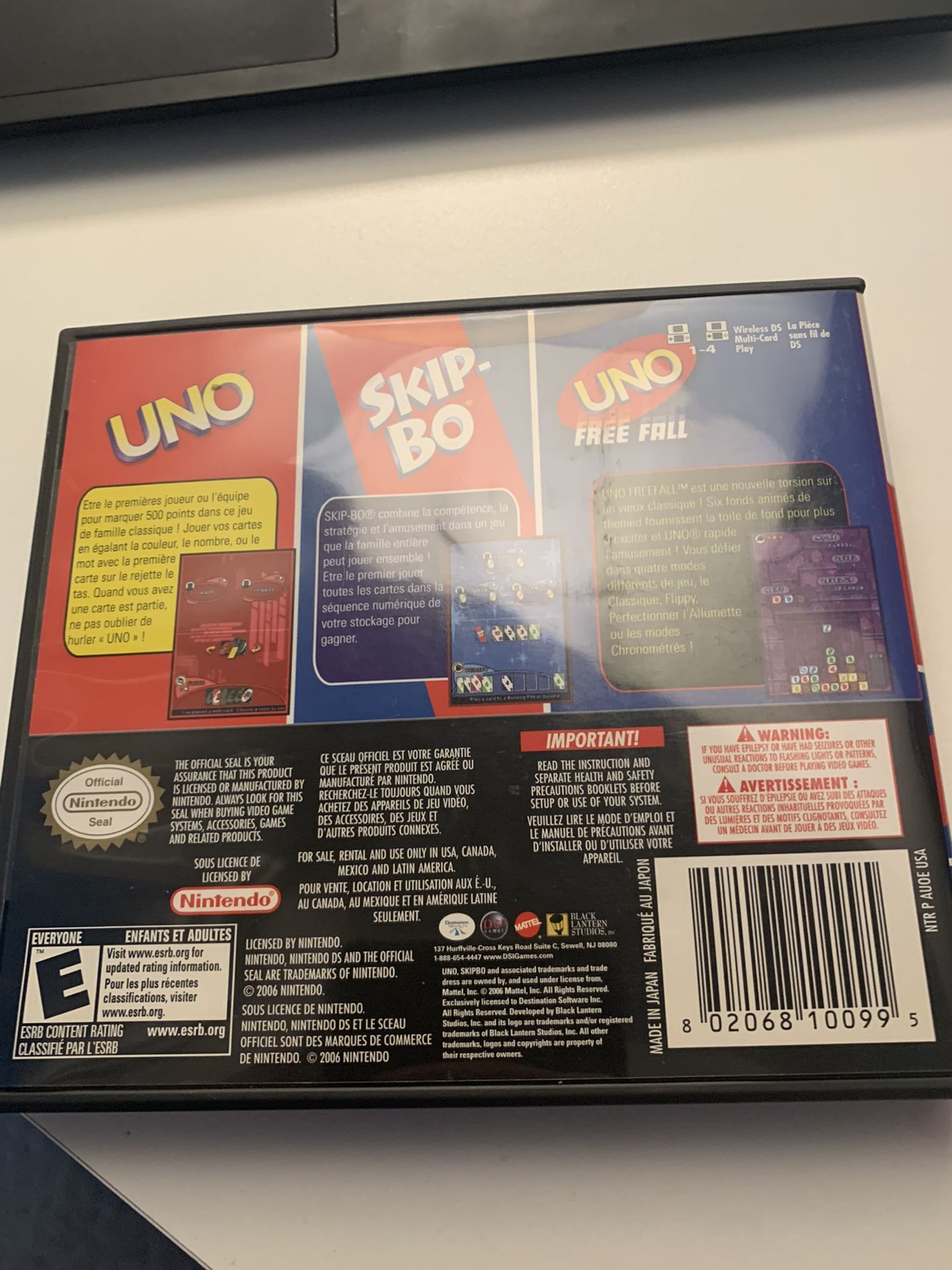 Uno/Skip-Bo/Freefall - Nintendo DS, Nintendo DS